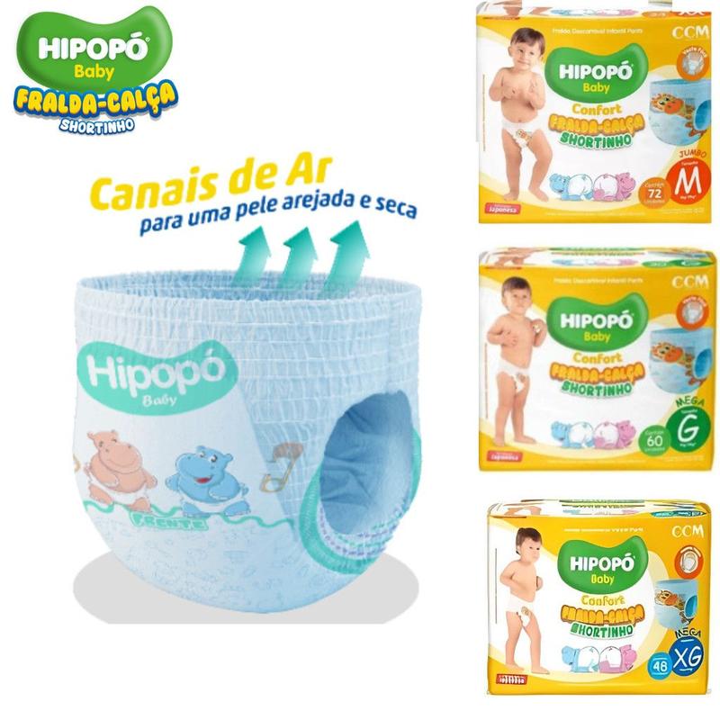 Fralda Calça Hipopo Confort Shortinho Mega Bag Pants Tamanho XXG